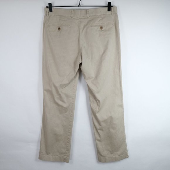 Express Producer Mens 33x32 Beige Pinstripes Flat Front Dress Pants - Picture 5 of 10